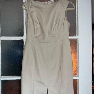Ann Taylor Petite 4 Beige Sheath Dress Sleeveless Work Career NWT